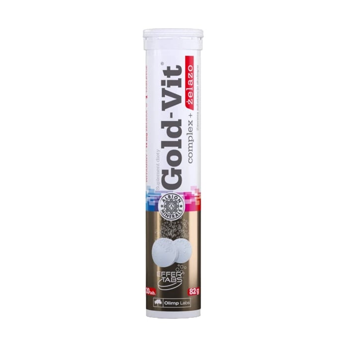 Вітаміни та залізо Olimp Sport Nutrition Gold-Vit Complex + Iron зі смаком апельсину, 20 шипучих таблеток